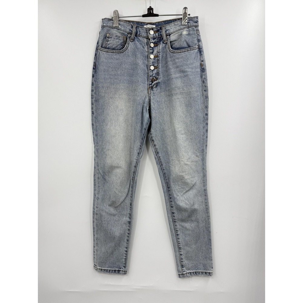 WEWOREWHAT Jeans Womens 27 Light Wash High Rise Button‎ Fly Tapered Cotton Ankle